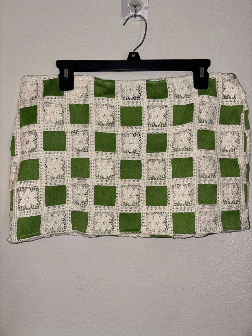 Prettylittlething Crochet Overlay Green Mini Skirt